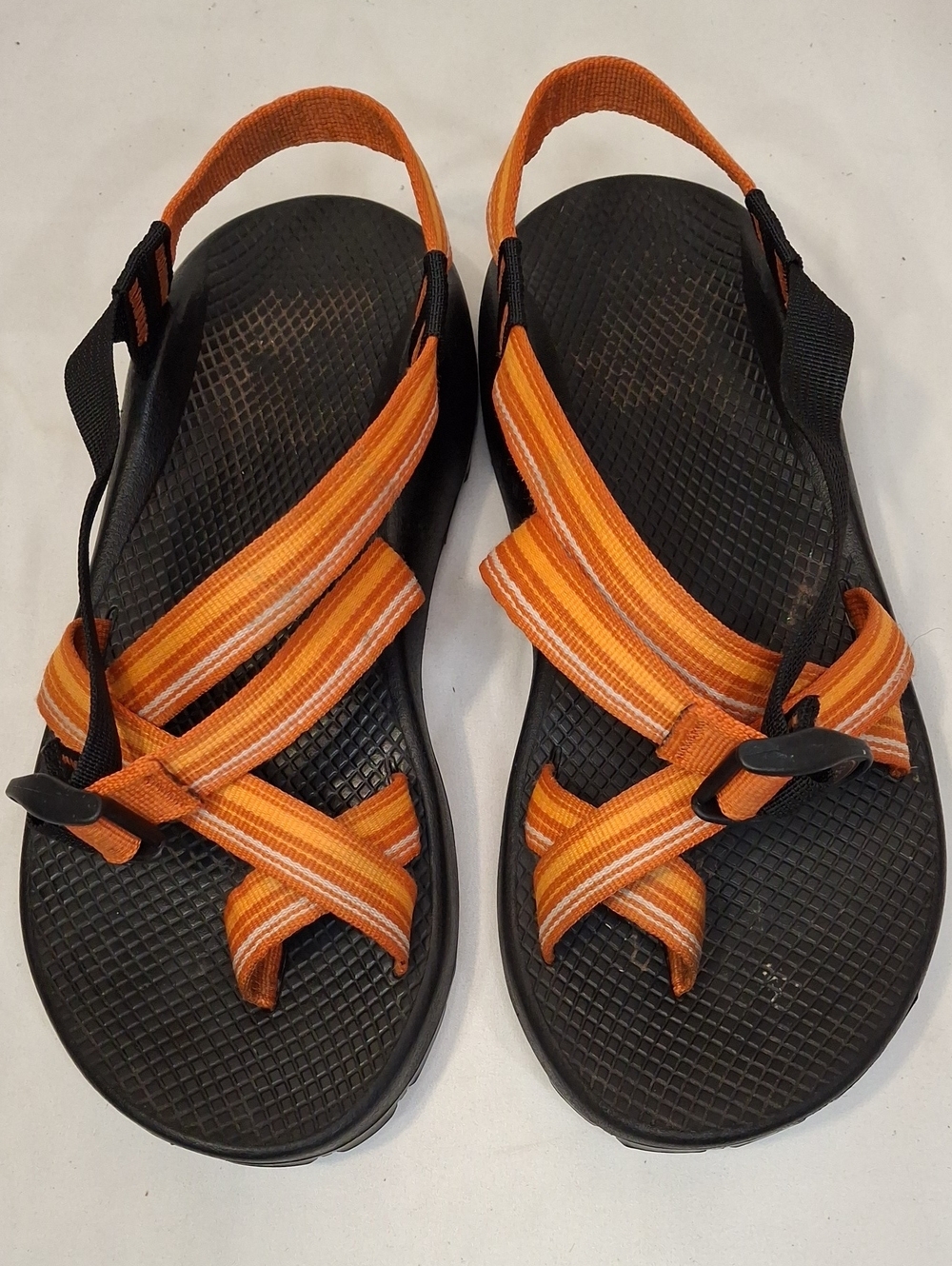 Chaco Men's Black w/ Orange Striped Adjustable Straps Z/Cloud Sandals